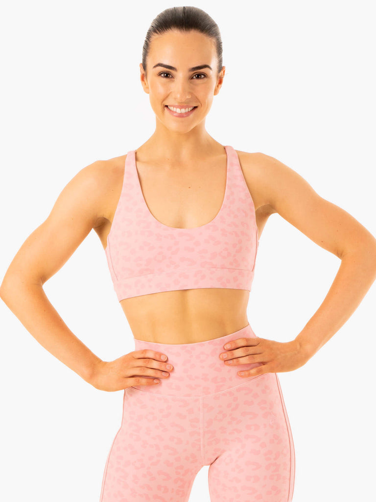Evolution Sports Bra - Pink Leopard - Ryderwear Wholesale (US)